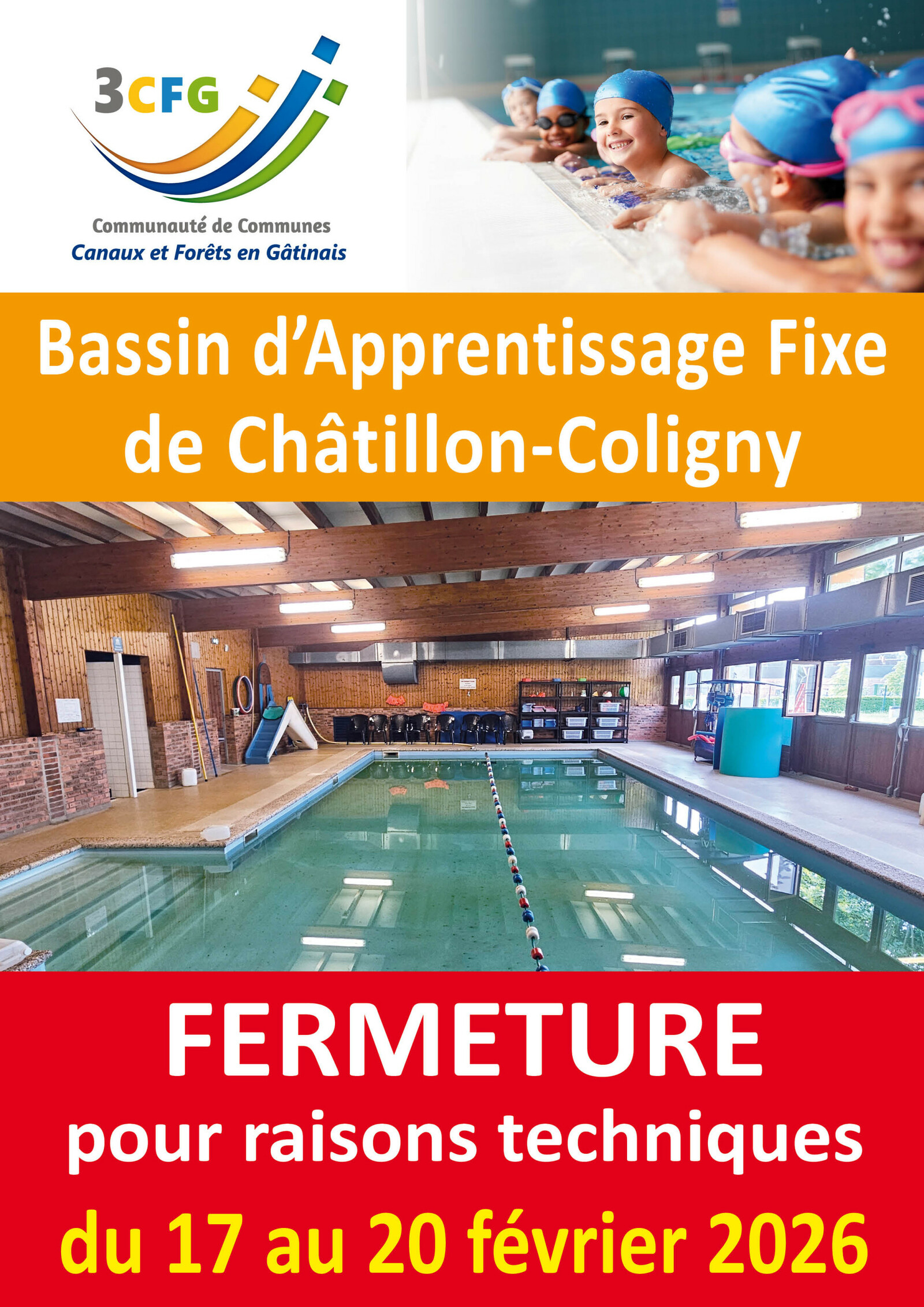 AFFICHE BAF CHATILLON FERMETURE EXCEPTIONNELLE du 17 au 20 février 2026